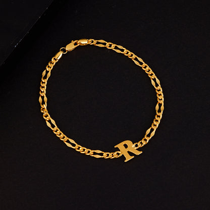 Golden Personalised Alpha Initial Bracelet For Him