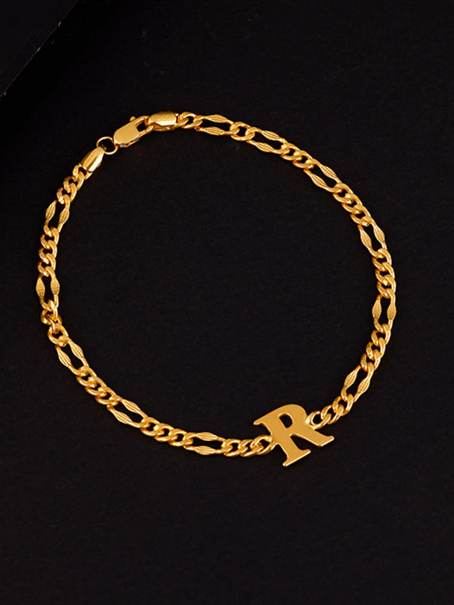 Golden Personalised Alpha Initial Bracelet For Him
