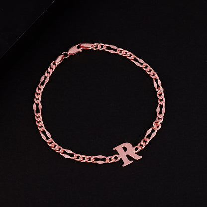 Rose Gold Personalised Alpha Initial Bracelet For Him