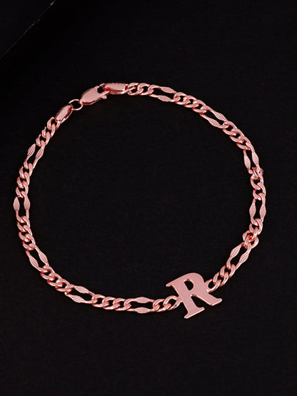 Rose Gold Personalised Alpha Initial Bracelet For Him