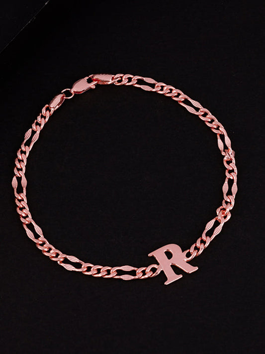 Rose Gold Personalised Alpha Initial Bracelet For Him