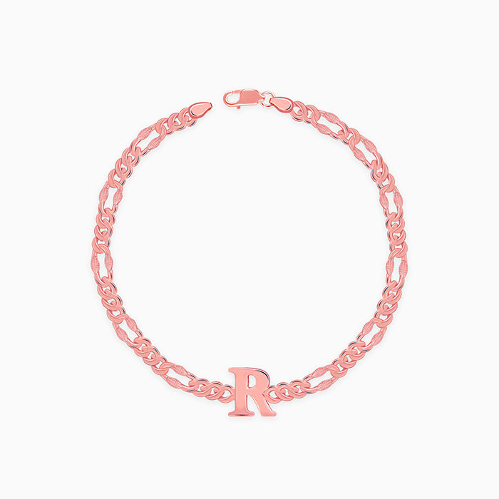 Rose Gold Personalised Alpha Initial Bracelet For Him