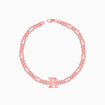 Rose Gold Personalised Alpha Initial Bracelet For Him