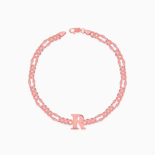 Rose Gold Personalised Alpha Initial Bracelet For Him