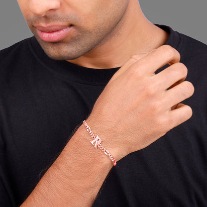 Rose Gold Personalised Alpha Initial Bracelet For Him