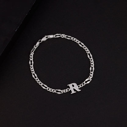 Silver Personalised Alpha Initial Bracelet For Him