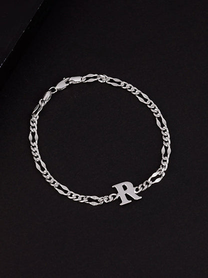 Silver Personalised Alpha Initial Bracelet For Him