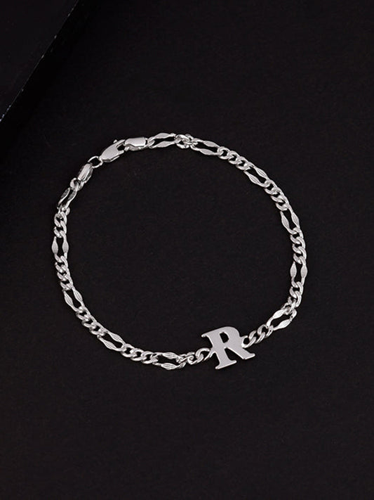 Silver Personalised Alpha Initial Bracelet For Him