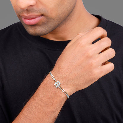 Silver Personalised Alpha Initial Bracelet For Him
