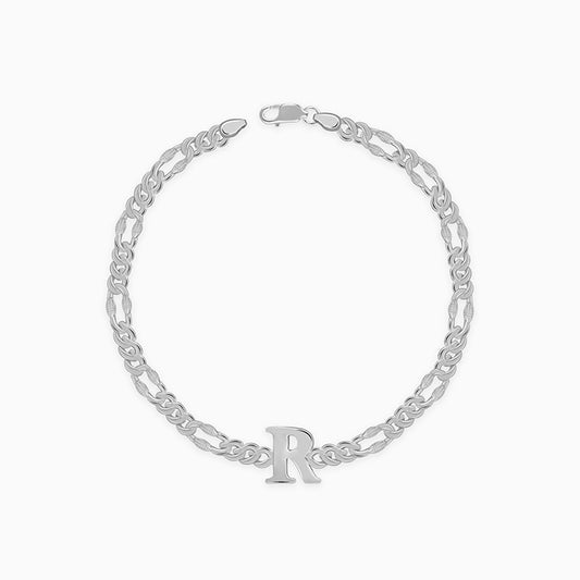 Silver Personalised Alpha Initial Bracelet For Him