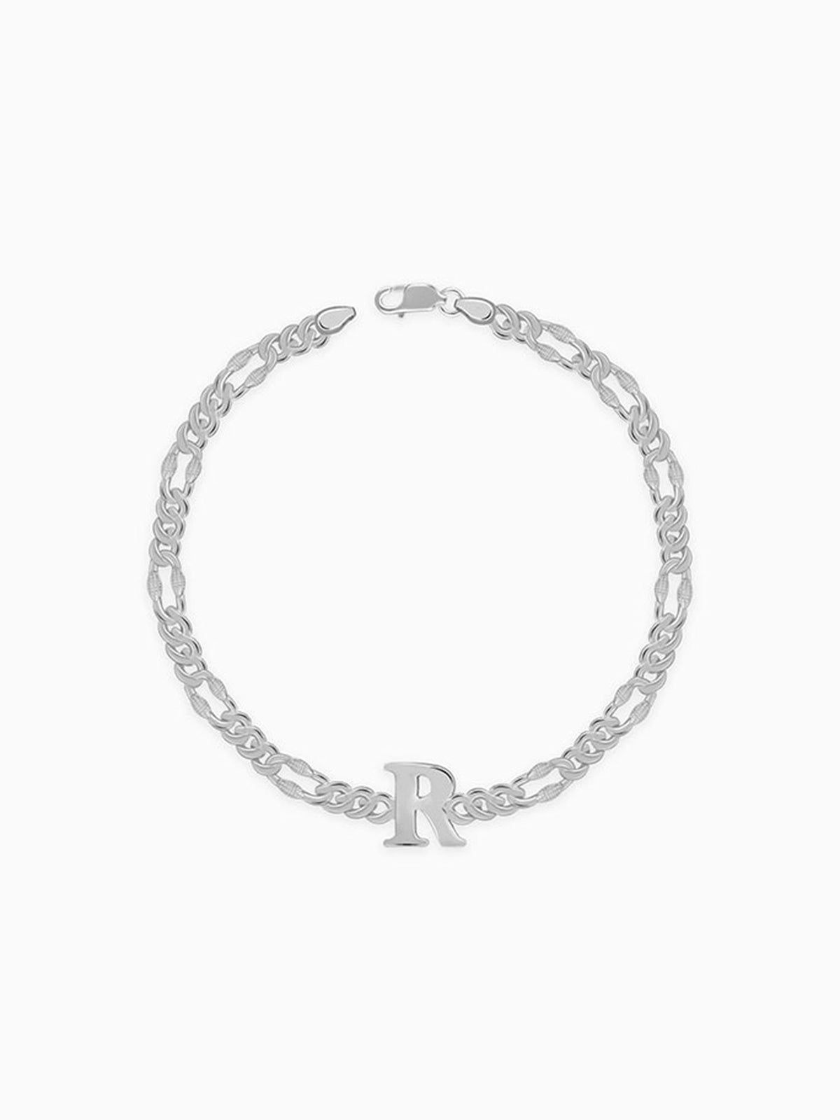 Silver Personalised Alpha Initial Bracelet For Him