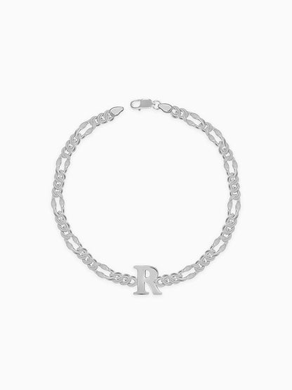 Silver Personalised Alpha Initial Bracelet For Him