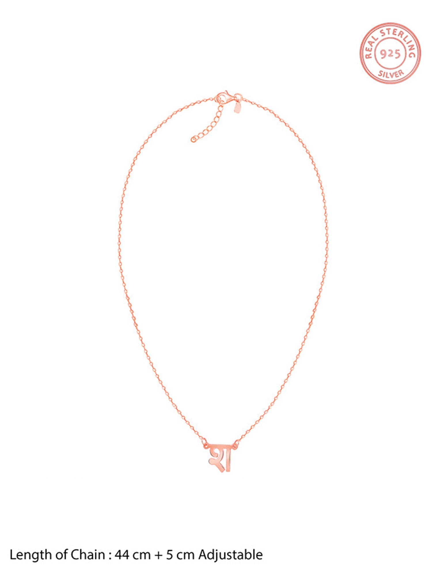 Rose Gold Personalised Hindi Initial Evil Eye Necklace