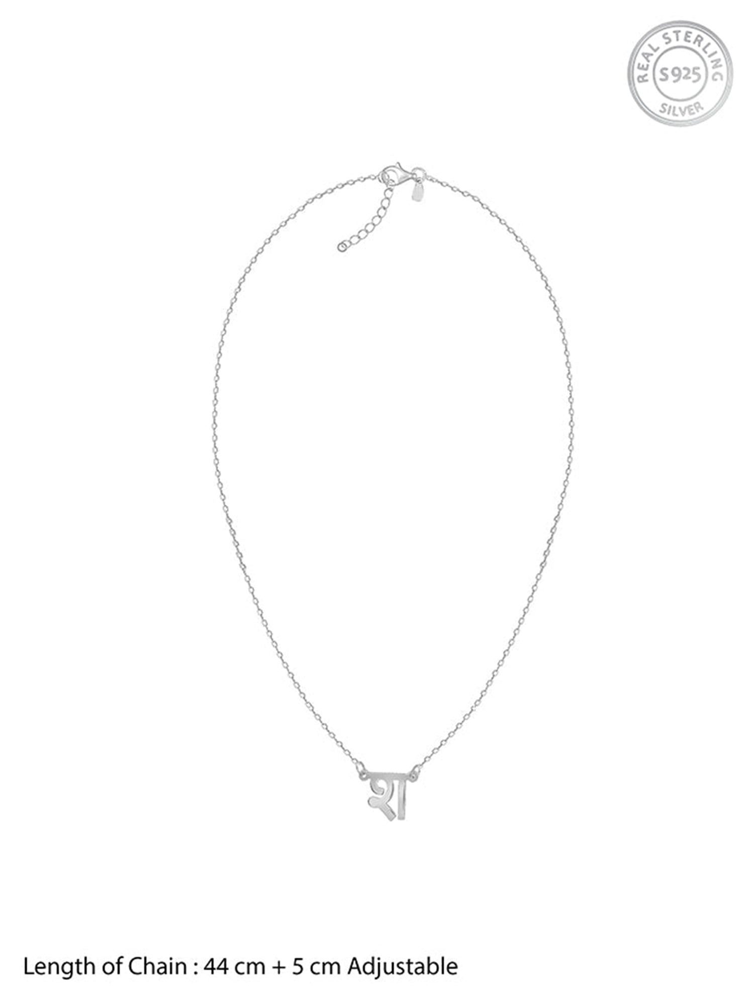 Silver Personalised Hindi Initial Evil Eye Necklace
