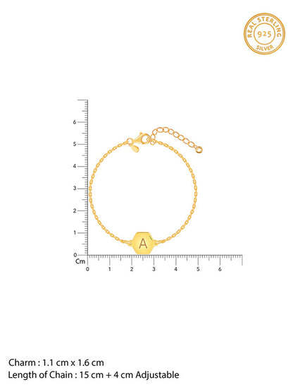 Golden Personalised Hexagon Initial Bracelet