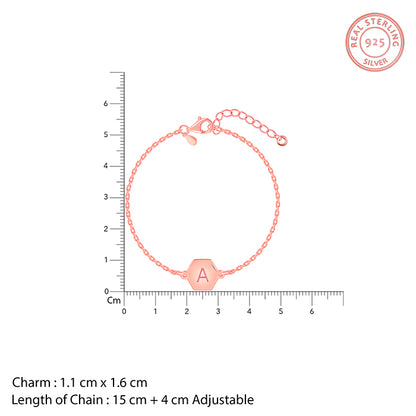 Rose Gold Personalised Hexagon Initial Bracelet- personalised bracelet for women