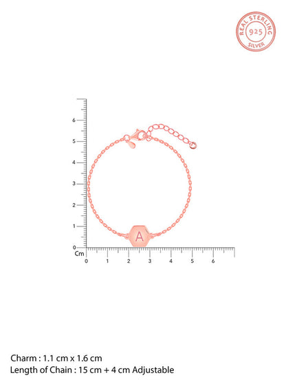 Rose Gold Personalised Hexagon Initial Bracelet