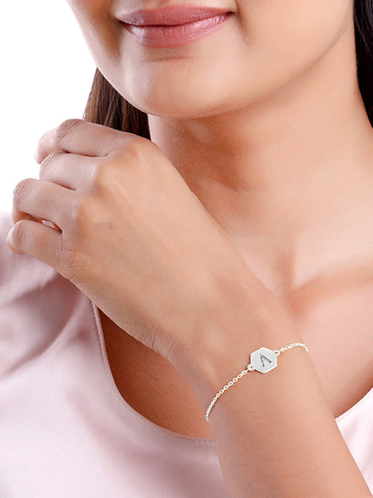Silver Personalised Hexagon Initial Bracelet