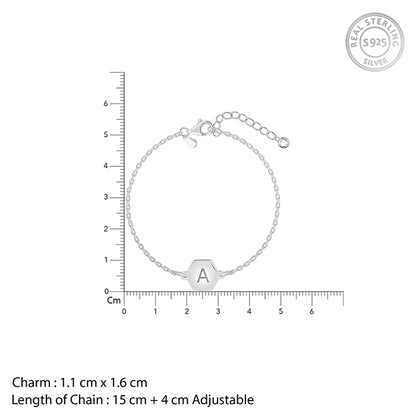 Silver Personalised Hexagon Initial Bracelet- personalised bracelet for women