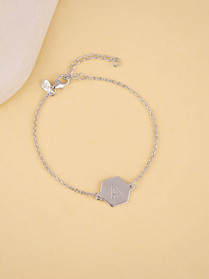 Silver Personalised Hexagon Initial Bracelet