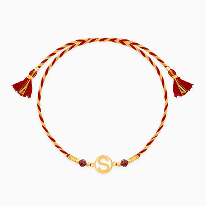 Golden Personalised Initial Rudraksha Rakhi