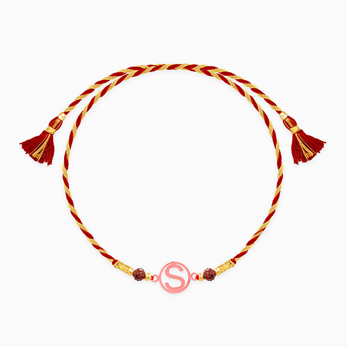 Rose Gold Personalised Initial Rudraksha Rakhi