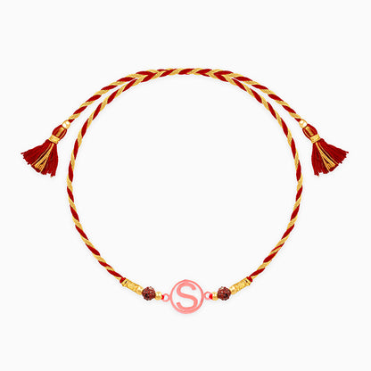 Rose Gold Personalised Initial Rudraksha Rakhi