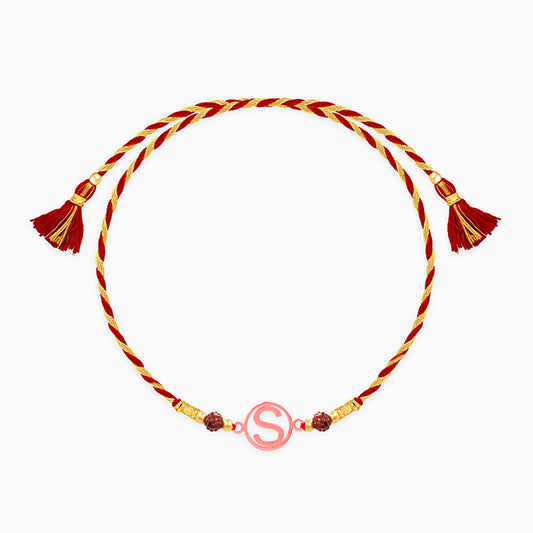 Rose Gold Personalised Initial Rudraksha Rakhi