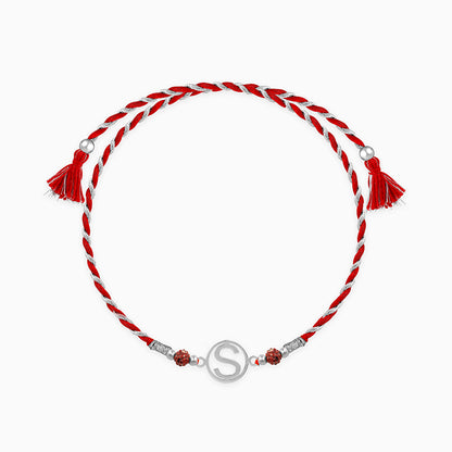 Silver Personalised Initial Rudraksha Rakhi
