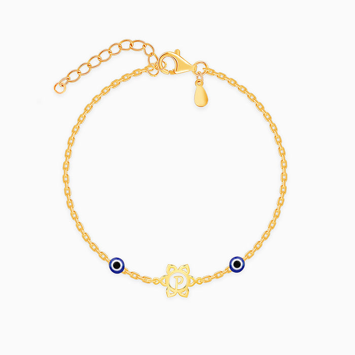 Golden Personalised Evil Eye Bloom Bracelet Rakhi