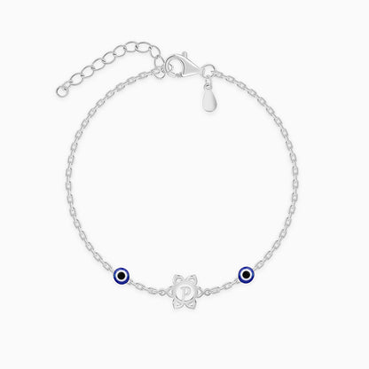 Silver Personalised Evil Eye Bloom Bracelet Rakhi