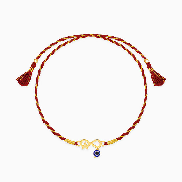 Golden Personalised Initial Infinity Evil Eye Rakhi