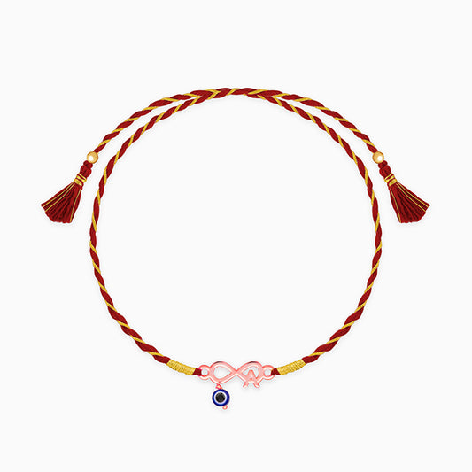 Rose Gold Personalised Initial Infinity Evil Eye Rakhi