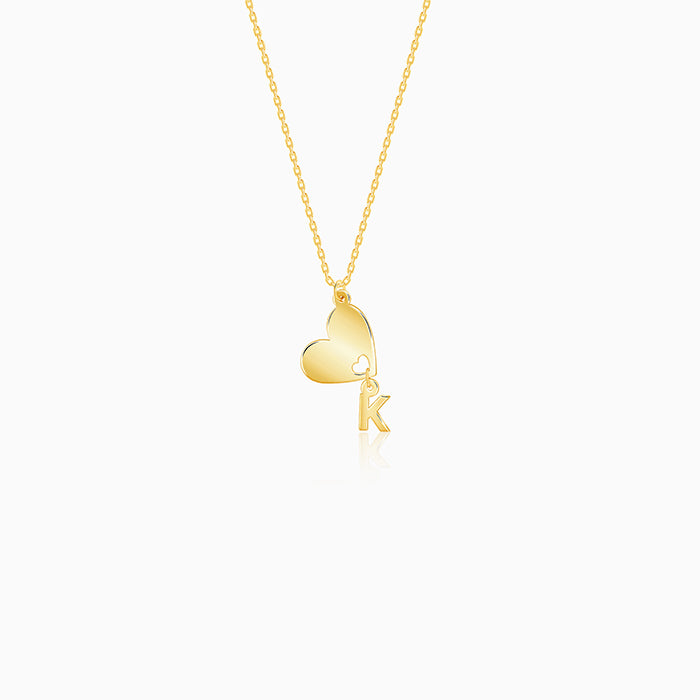 Golden Personalised Heart Initial Pendant