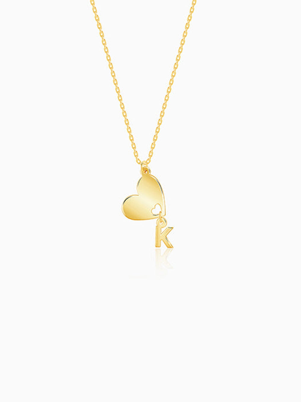 Golden Personalised Heart Initial Pendant