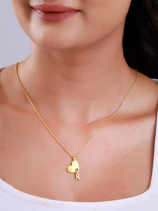 Golden Personalised Heart Initial Pendant