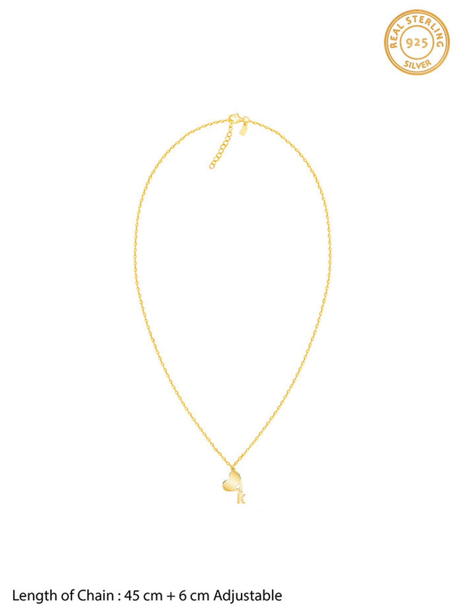 Golden Personalised Heart Initial Pendant