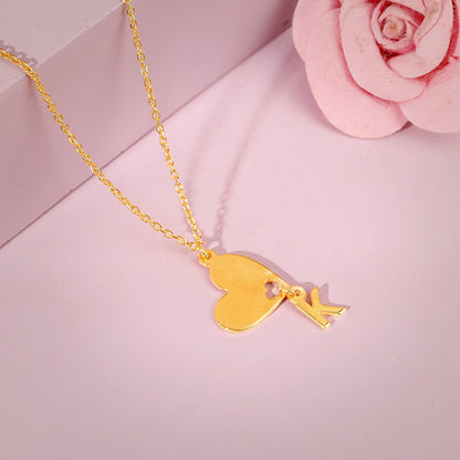 Golden Personalised Heart Initial Pendant