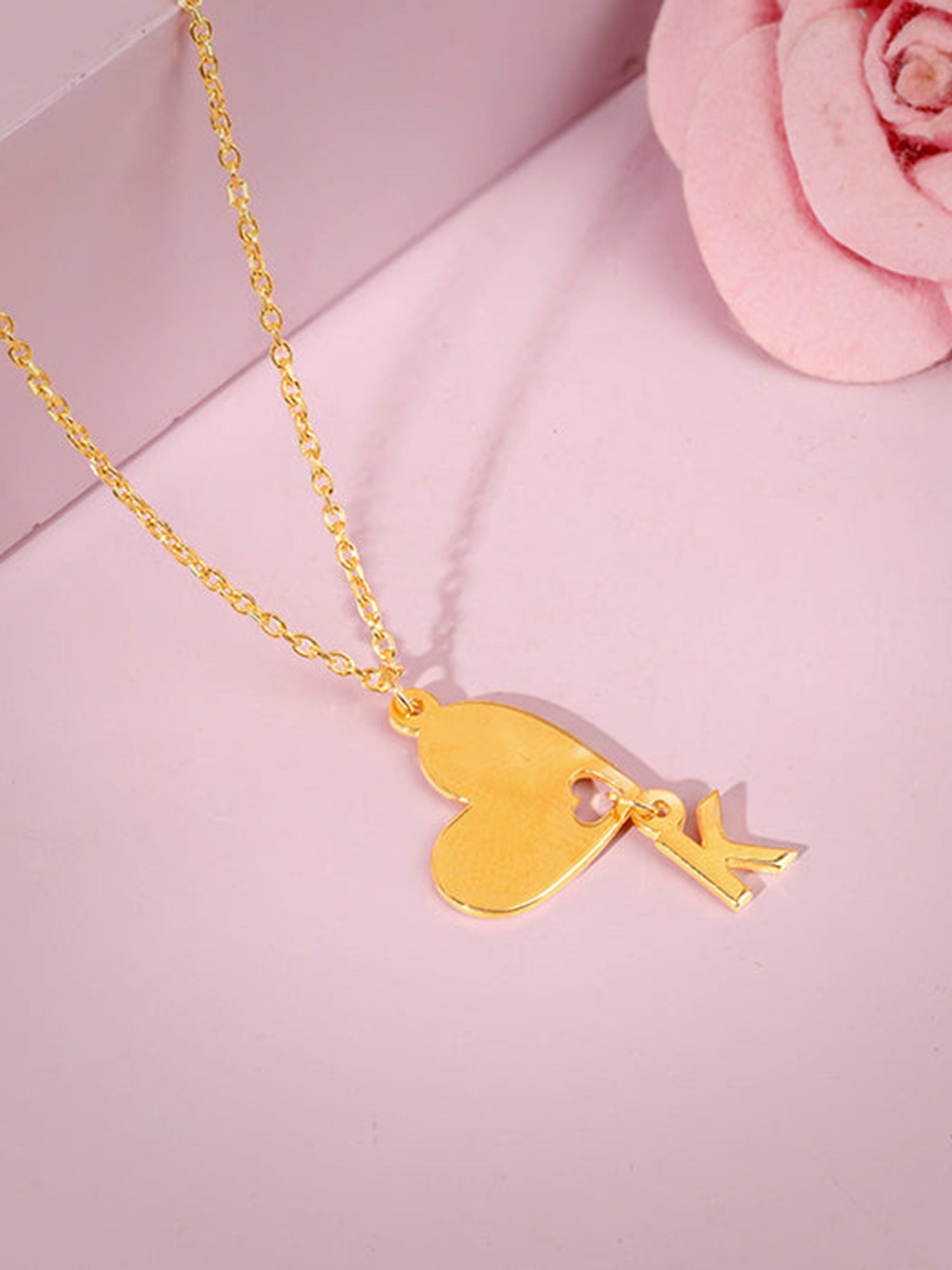 Golden Personalised Heart Initial Pendant