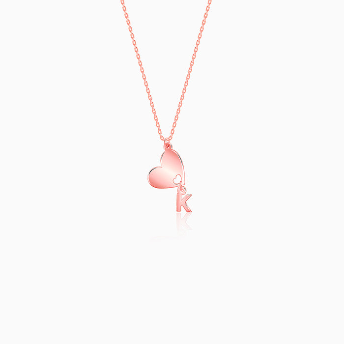 Rose Gold Personalised Heart Initial Pendant