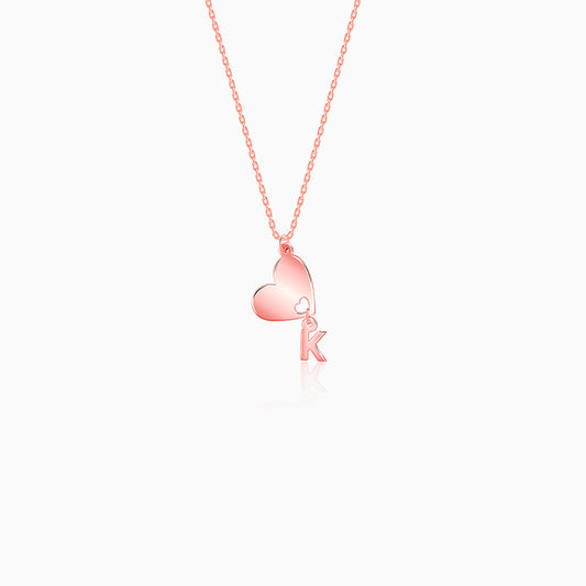 Rose Gold Personalised Heart Initial Pendant