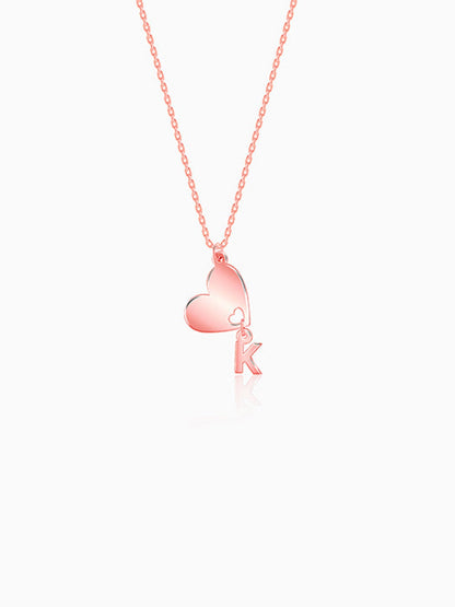 Rose Gold Personalised Heart Initial Pendant