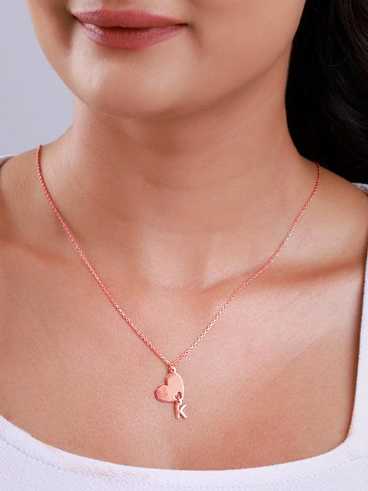 Rose Gold Personalised Heart Initial Pendant