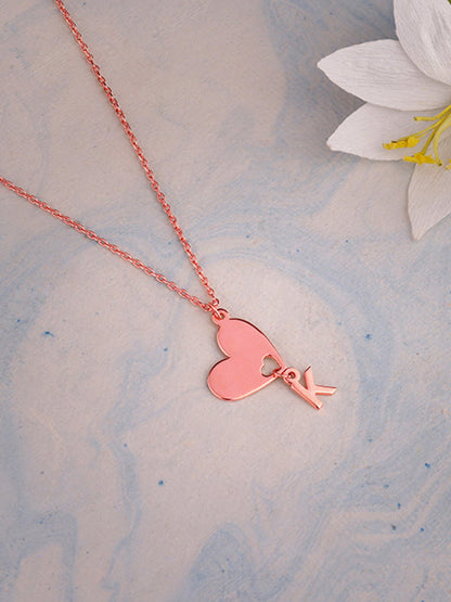Rose Gold Personalised Heart Initial Pendant