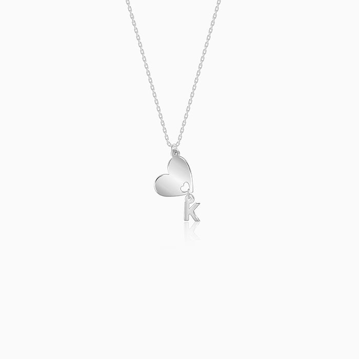 Silver Personalised Heart Initial Pendant