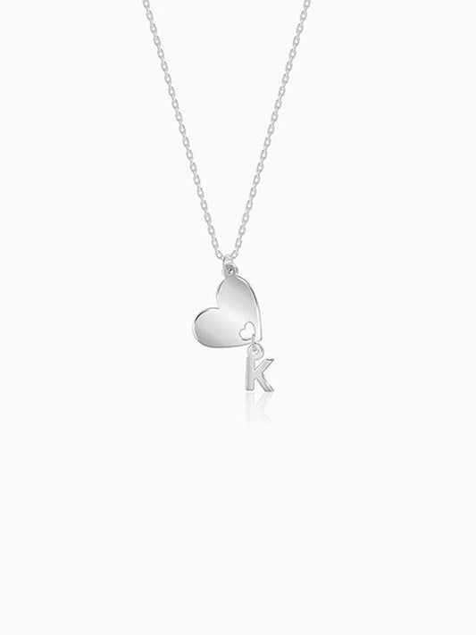 Silver Personalised Heart Initial Pendant