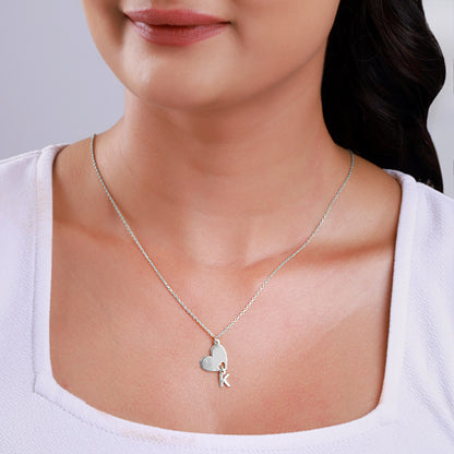 Silver Personalised Heart Initial Pendant