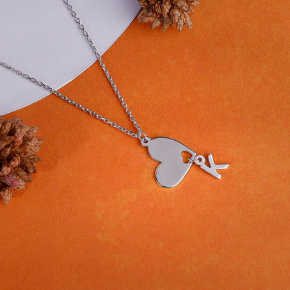 Silver Personalised Heart Initial Pendant