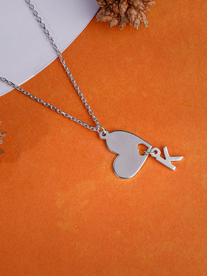 Silver Personalised Heart Initial Pendant