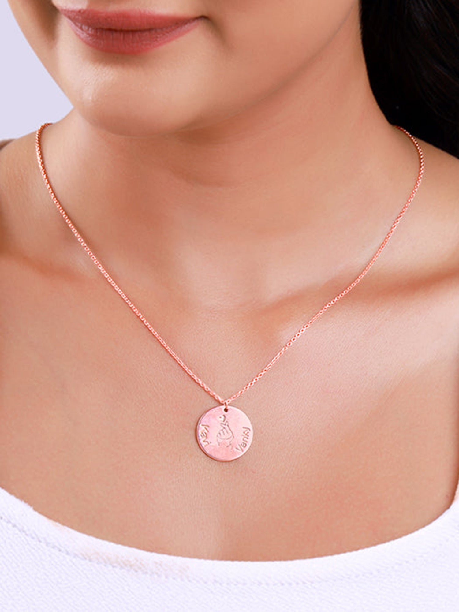 Rose Gold Personalised Coin Pendant